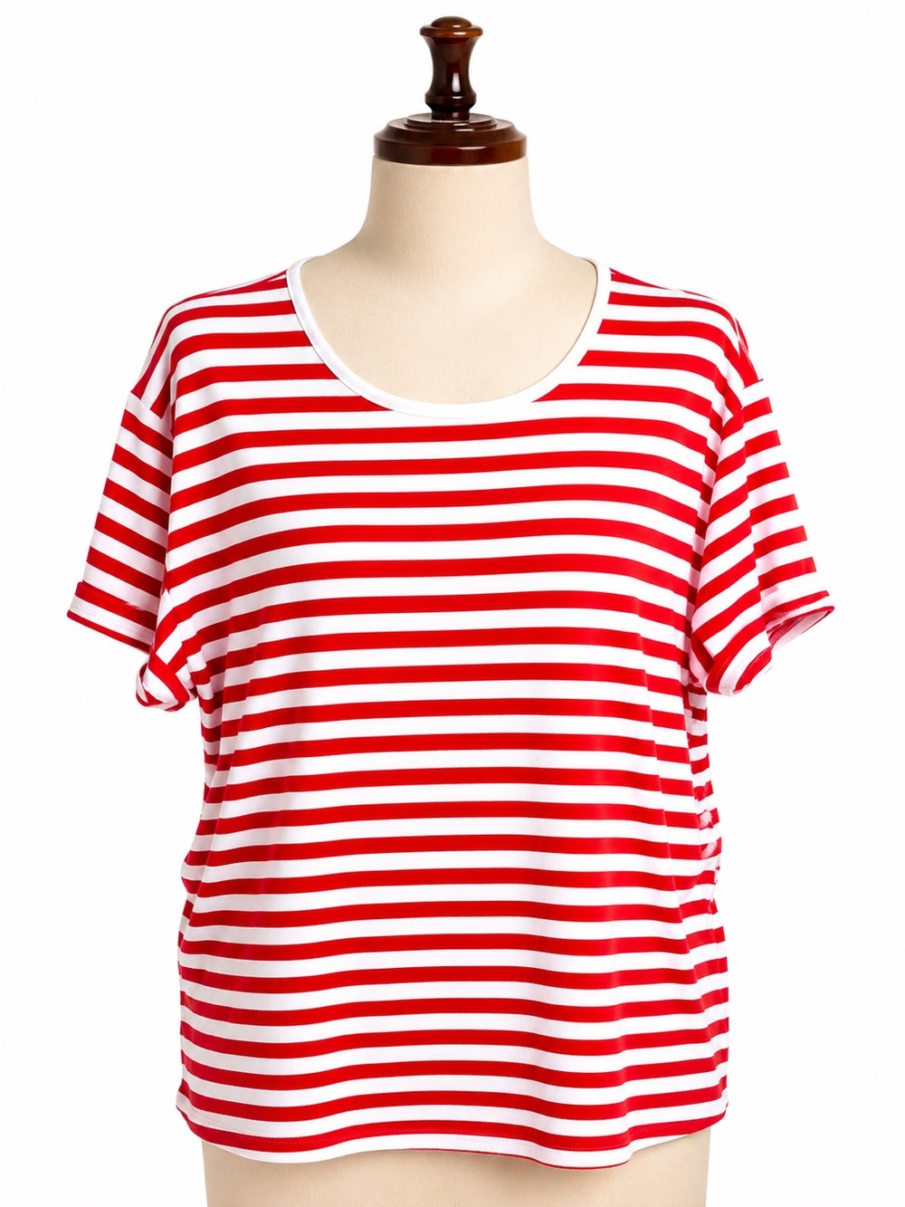 croft & barrow Red and White Striped Short Sleeve Tee
